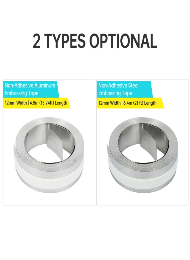 Steel 3D Manual Embossing Tape Non-Adhesive Metal Label Maker Refill Compatible with DYMO Label Makers M1011/M11 - 1 Roll 12mm*6.4m - Image 4